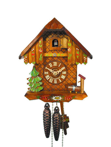 Chalet style Cuckoo clock with hand painted flowers