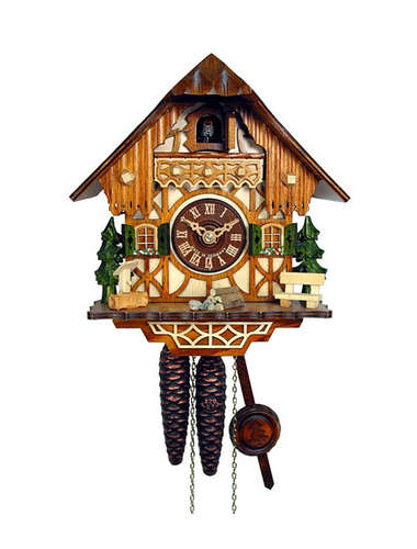 Cuckoo clock with cottage scene