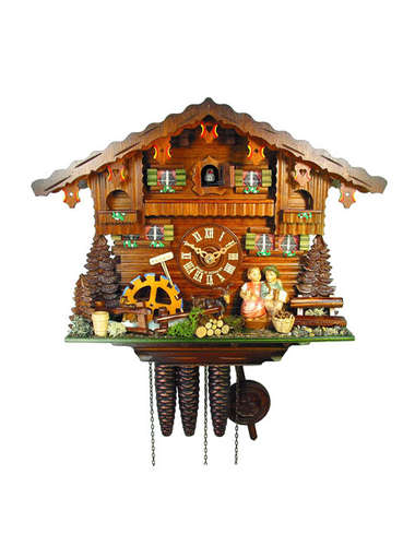 Kissing couple, chalet style Cuckoo clock
