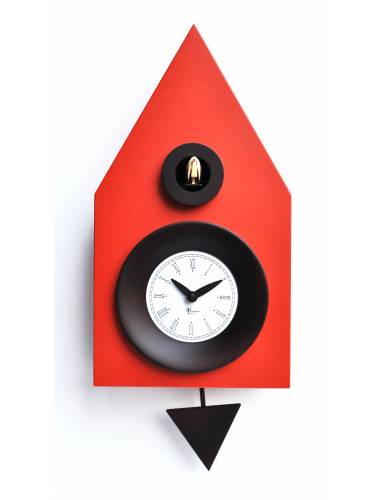 Simple line birdhouse, red Cuckoo clock